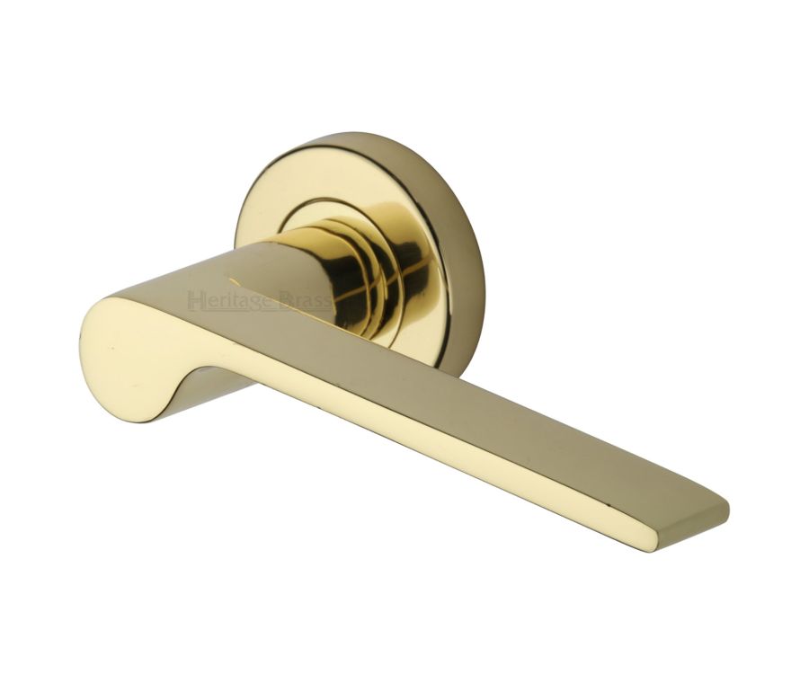 Polished Brass Julia Door Handle on Round Rose