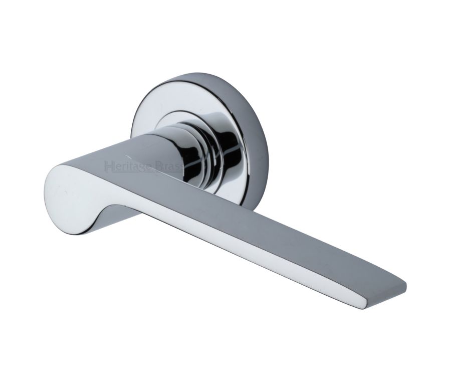Polished Chrome Julia Door Handle on Round Rose