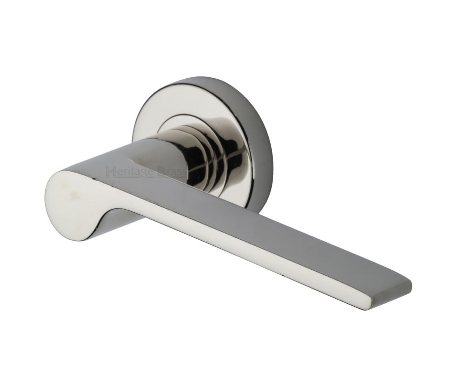 Polished Nickel Finish Julia Door Handle on Round Rose