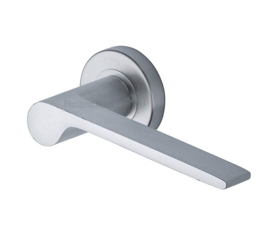 Satin Chrome Julia Door Handle on Round Rose