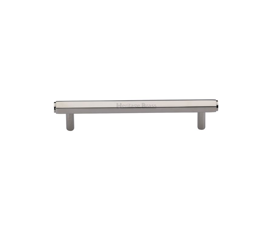 Heritage Brass Polished Nickel Finish Hexagon Profile Cabinet Pull Handle 128mm
