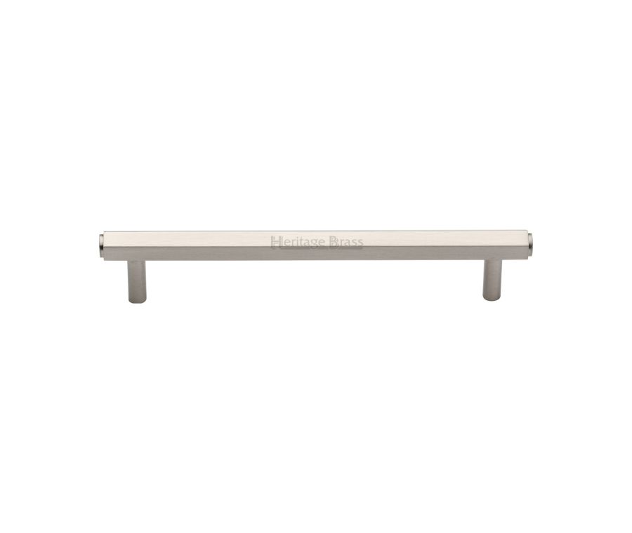Heritage Brass Satin Nickel Hexagon Profile Cabinet Pull Handle 160mm