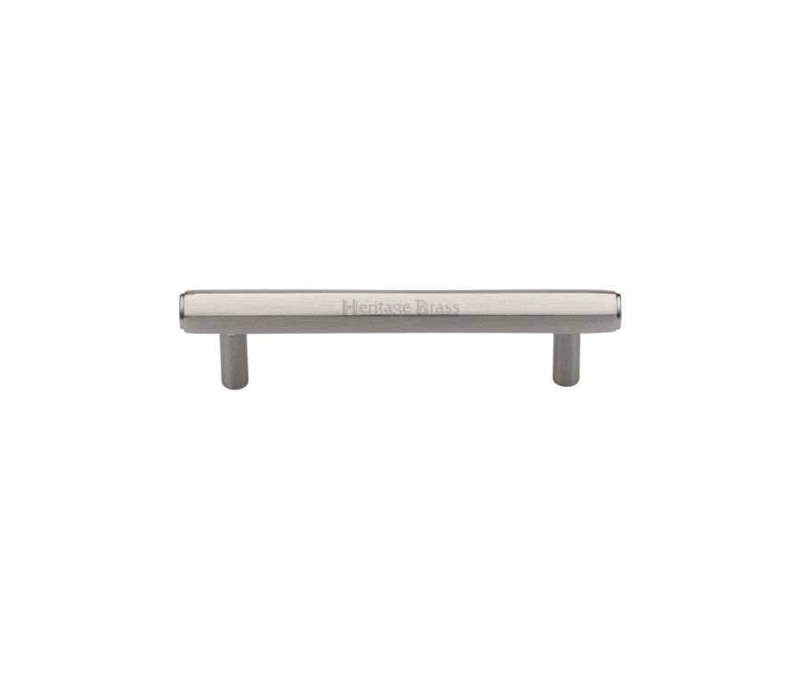 Heritage Brass Satin Nickel Hexagon Profile Cabinet Pull Handle 96mm