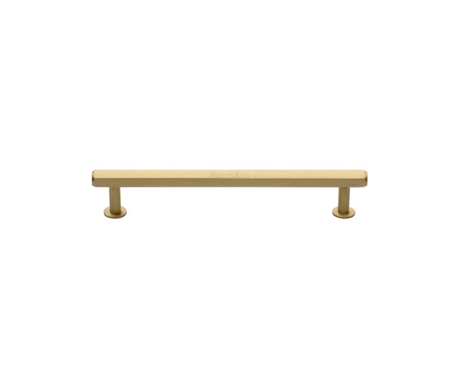 Heritage Brass Satin Brass Hexagon Cabinet Pull Handle with Rose 16mm