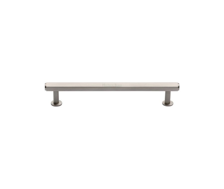 Heritage Brass Satin Nickel Hexagon Cabinet Pull Handle with Rose 16mm