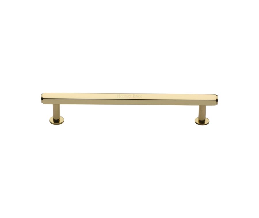 Heritage Brass Polished Brass Hexagon Cabinet Pull Handle with Rose 16mm