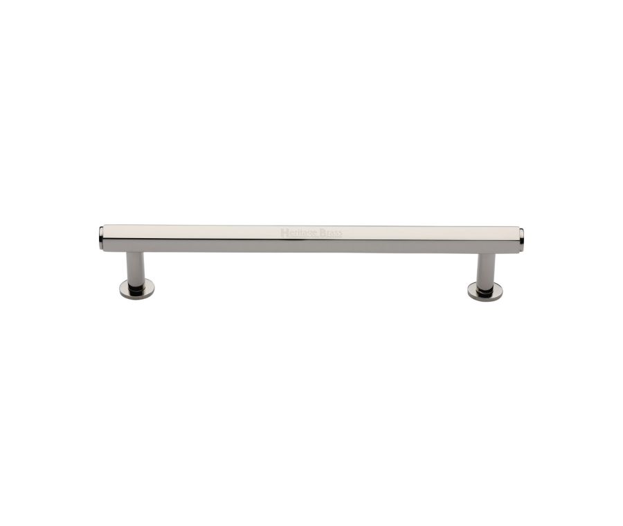 Heritage Brass Polished Nickel Finish Hexagon Cabinet Pull Handle with Rose 16mm