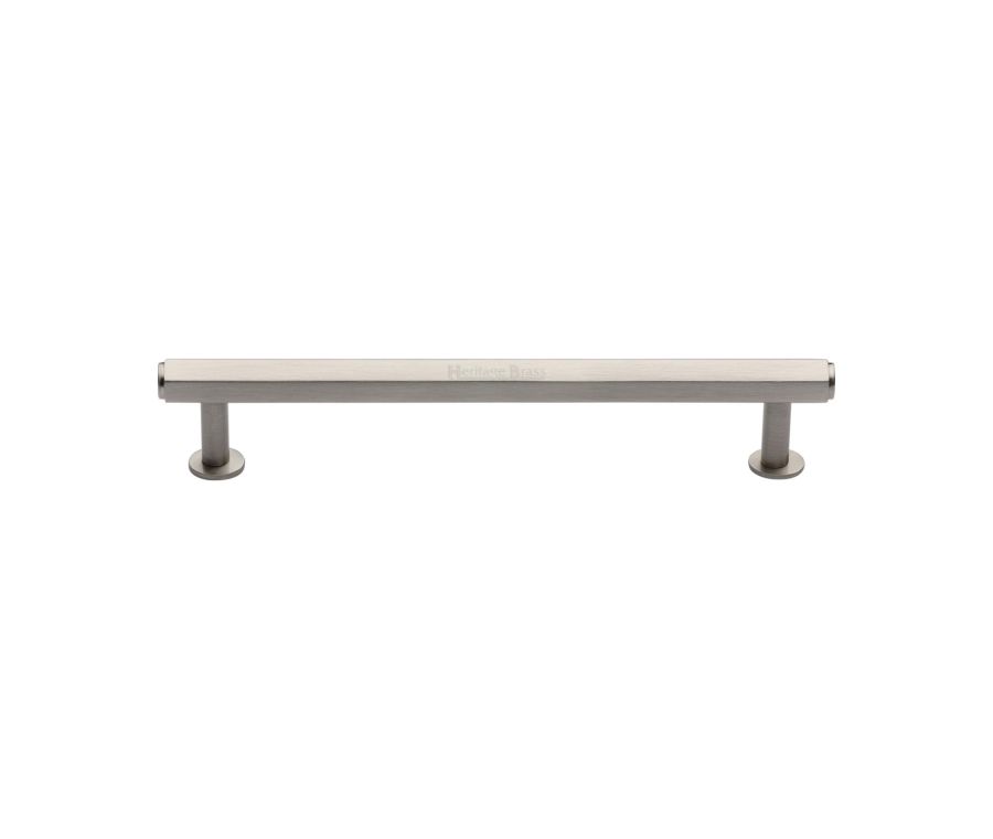 Heritage Brass Satin Nickel Hexagon Cabinet Pull Handle with Rose 16mm