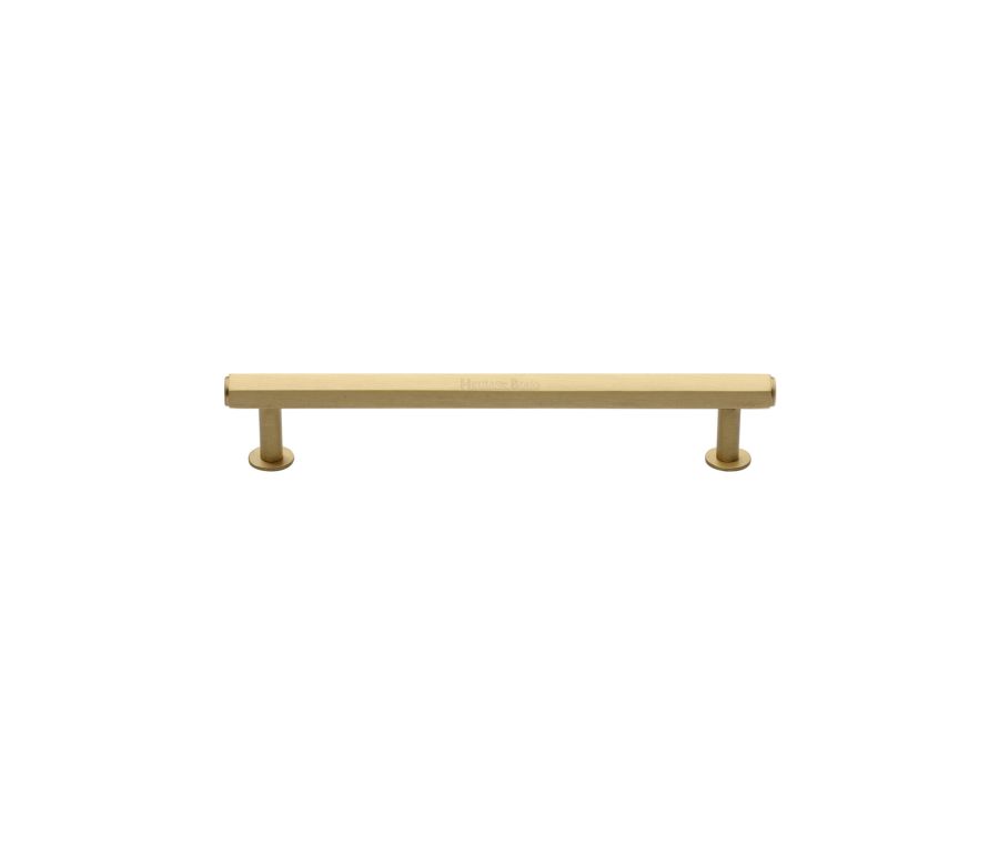 Heritage Brass Satin Brass Hexagon Cabinet Pull Handle with Rose 16mm