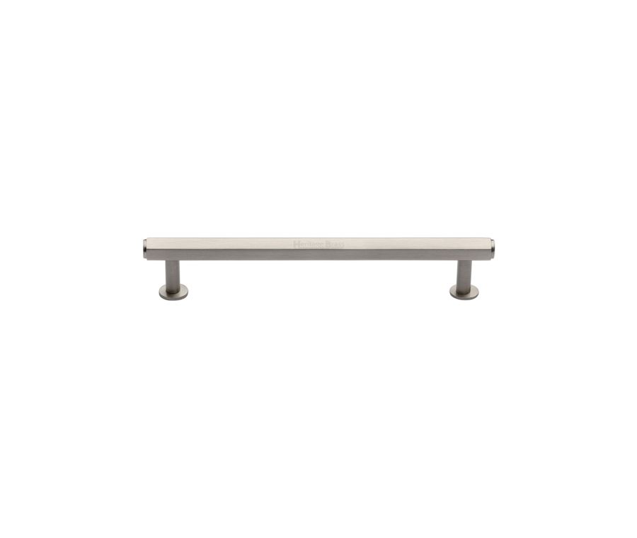 Heritage Brass Satin Nickel Hexagon Cabinet Pull Handle with Rose 16mm