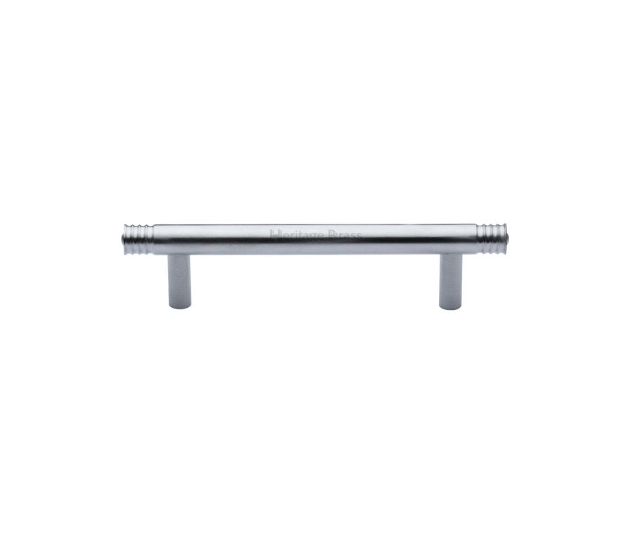 Heritage Brass Satin Chrome Contour Cabinet Pull Handle 96mm