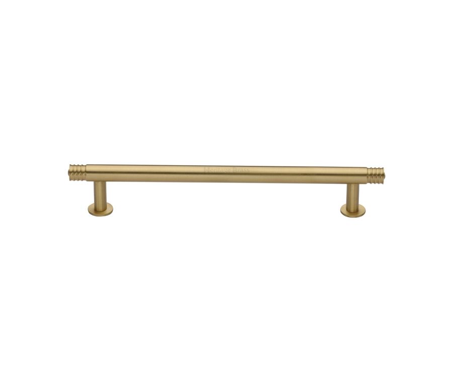 Heritage Brass Satin Brass Contour Cabinet Pull Handle with Rose 16mm