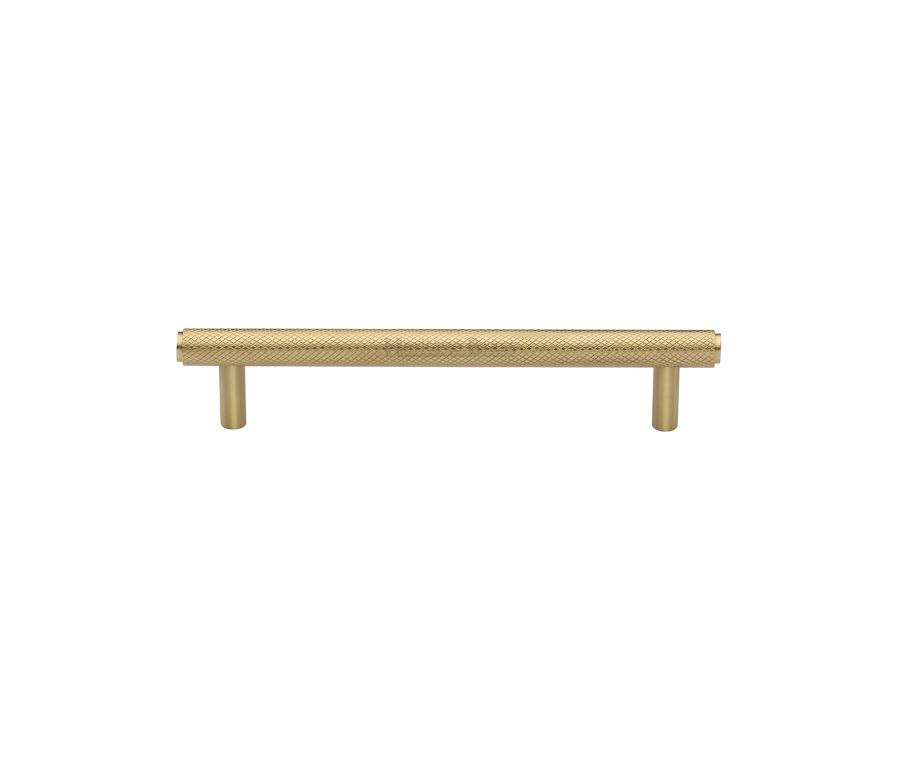 Heritage Brass Satin Brass Knurled Cabinet Pull Handle 128mm