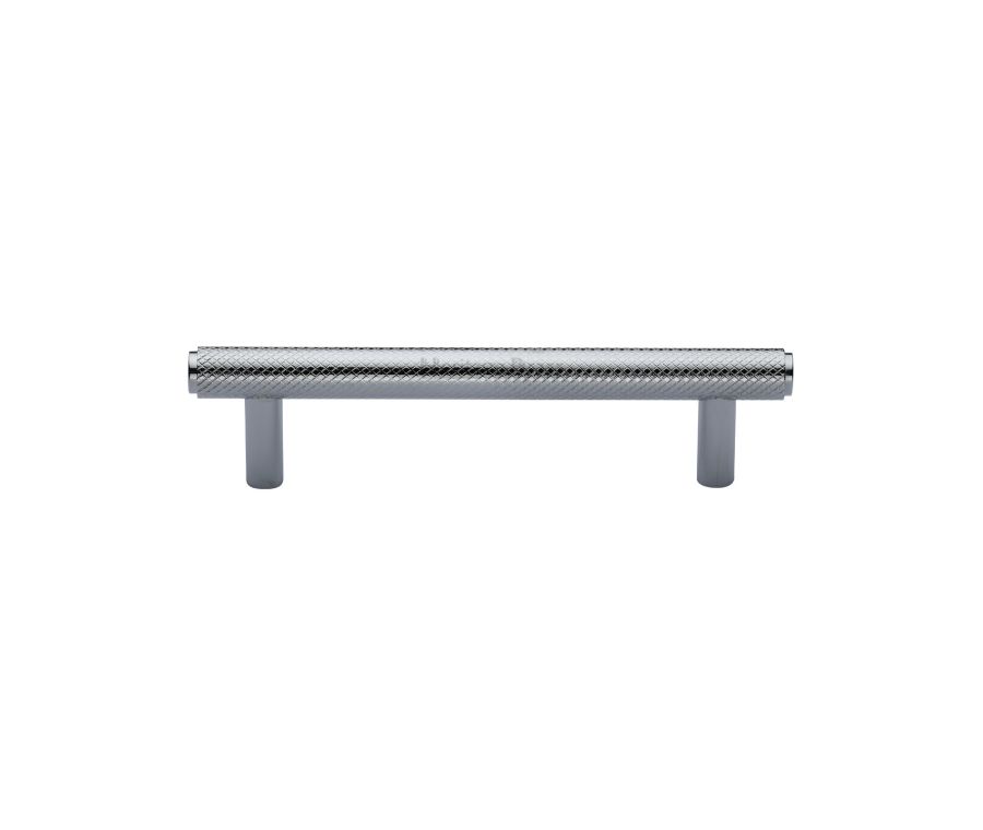 Heritage Brass Polished Chrome Knurled Cabinet Pull Handle 96mm