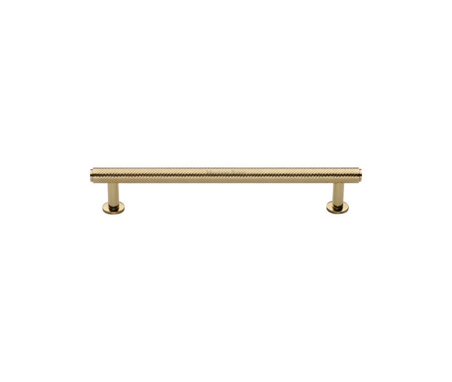 Heritage Brass Polished Brass Knurled Cabinet Pull Handle with Rose 16mm