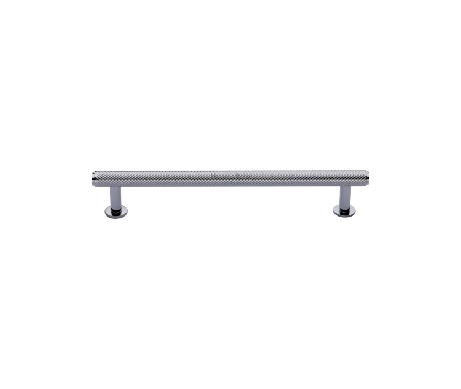 Heritage Brass Polished Chrome Knurled Cabinet Pull Handle with Rose 16mm