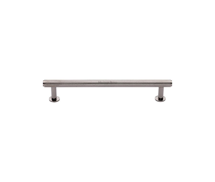 Heritage Brass Polished Nickel Finish Knurled Cabinet Pull Handle with Rose 16mm