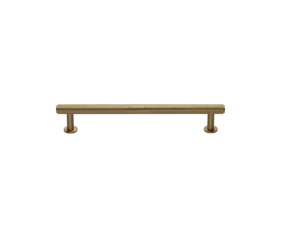 Heritage Brass Satin Brass Knurled Cabinet Pull Handle with Rose 16mm