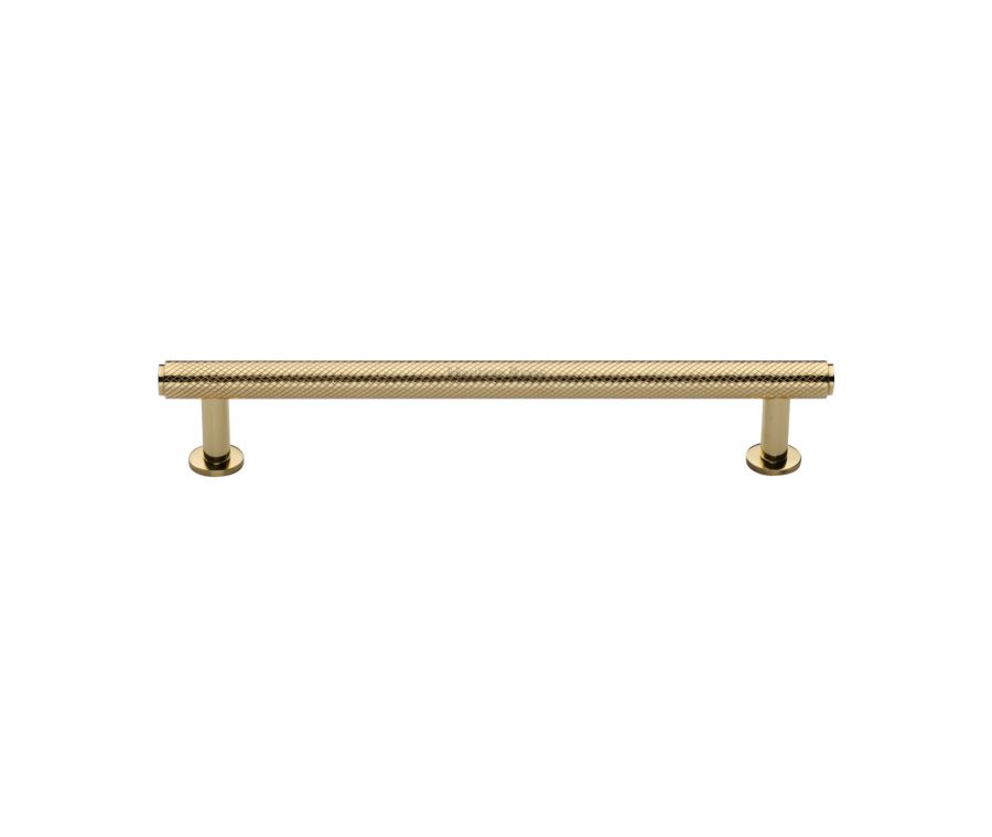 Heritage Brass Polished Brass Knurled Cabinet Pull Handle with Rose 16mm