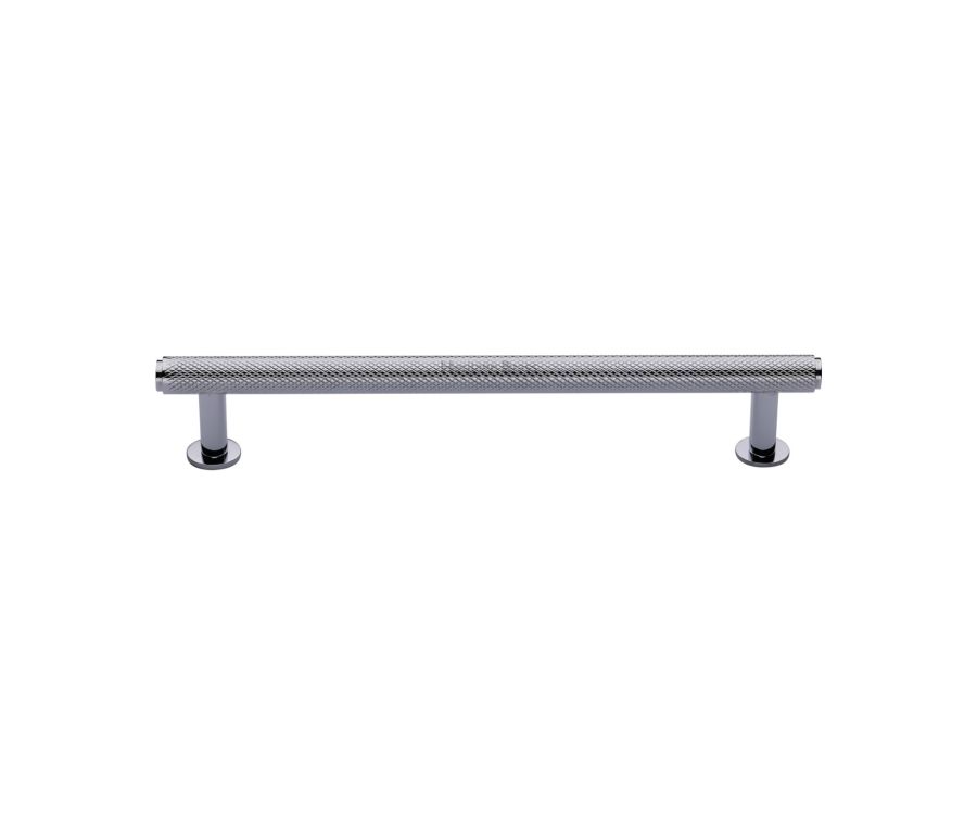 Heritage Brass Polished Chrome Knurled Cabinet Pull Handle with Rose 16mm