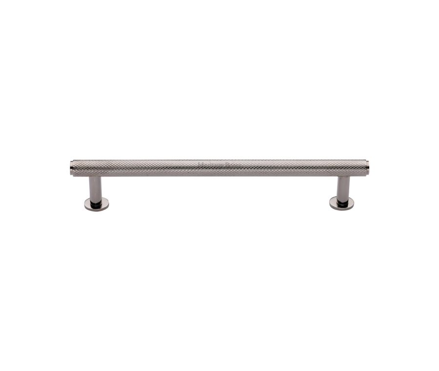 Heritage Brass Polished Nickel Finish Knurled Cabinet Pull Handle with Rose 16mm
