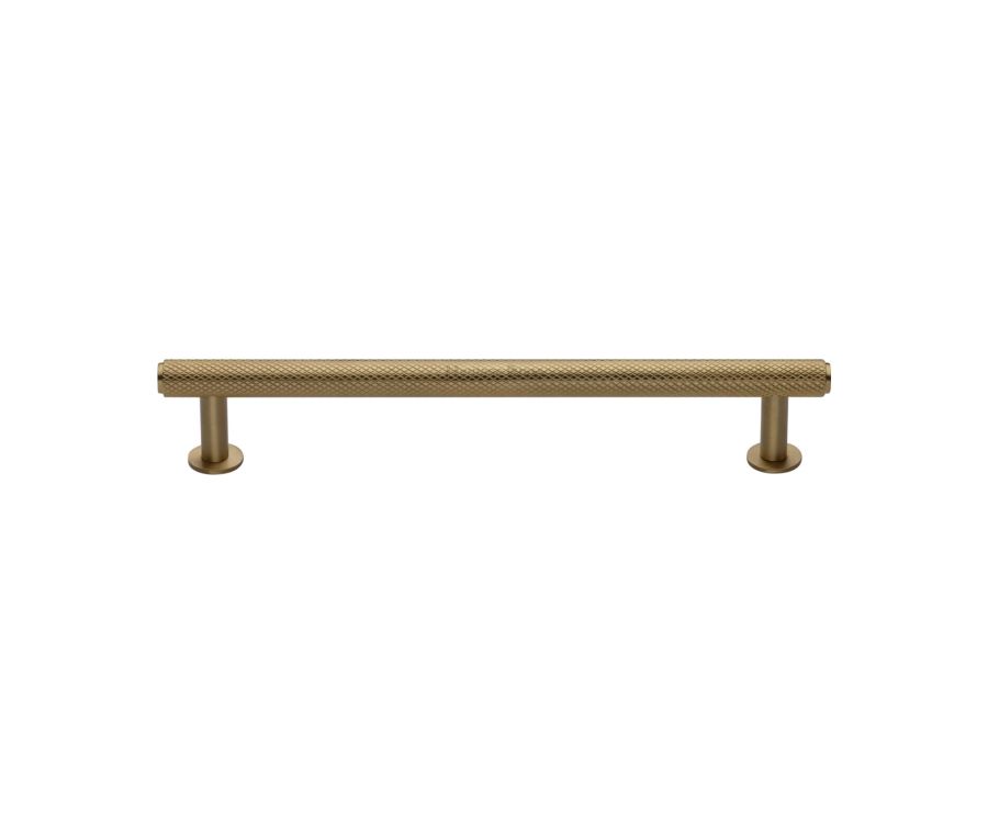 Heritage Brass Satin Brass Knurled Cabinet Pull Handle with Rose 16mm