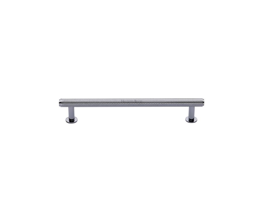 Heritage Brass Polished Chrome Knurled Cabinet Pull Handle with Rose 16mm