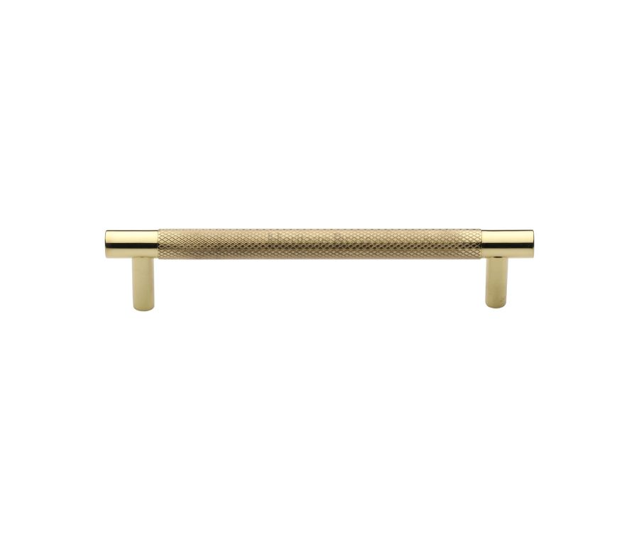 Heritage Brass Polished Brass Partial Knurled Cabinet Pull Handle 128mm