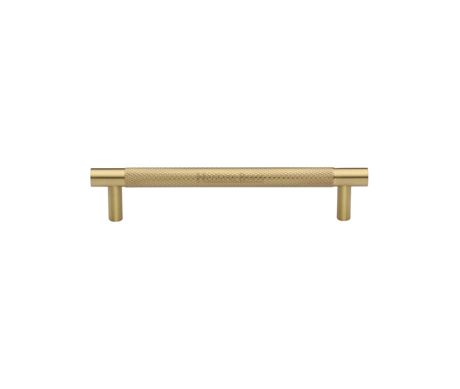 Heritage Brass Satin Brass Partial Knurled Cabinet Pull Handle 128mm