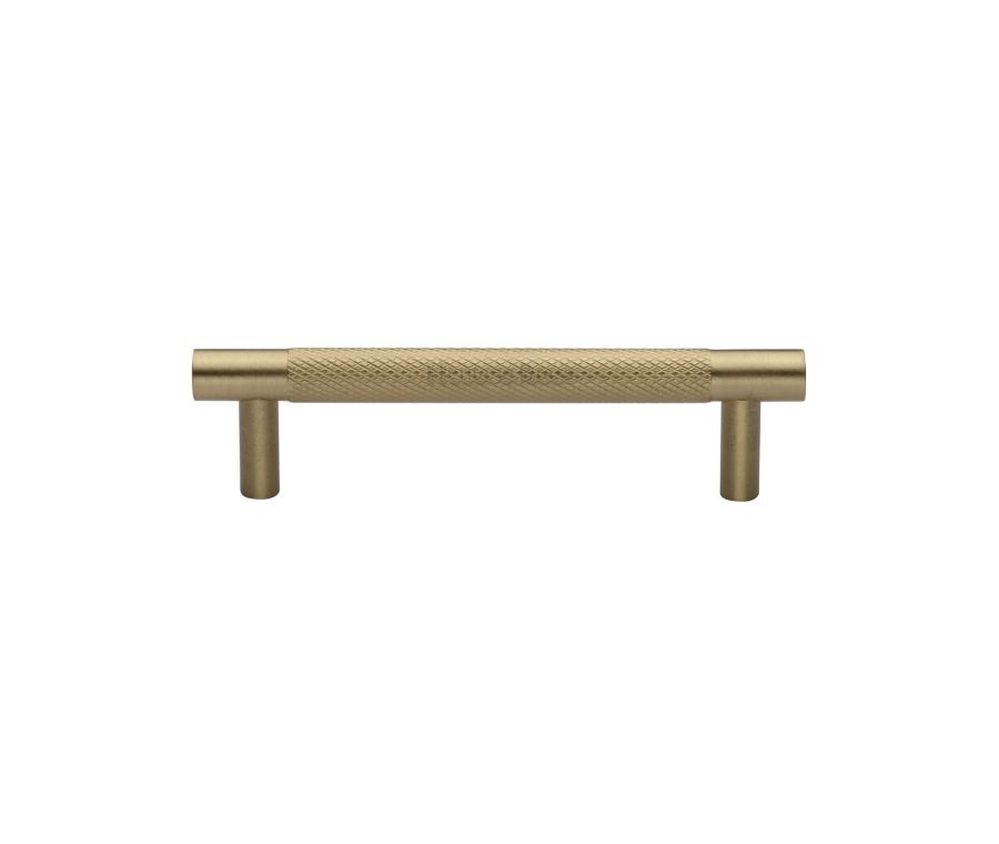 Heritage Brass Satin Brass Partial Knurled Cabinet Pull Handle 96mm