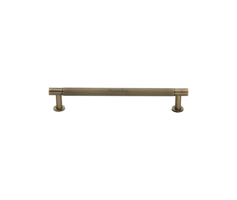 Heritage Brass Antique Brass Partial Knurled Cabinet Pull Handle with Rose 16mm