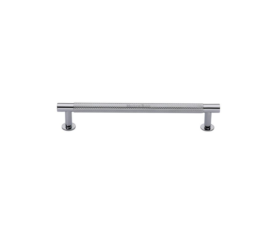 Heritage Brass Polished Chrome Partial Knurled Cabinet Pull Handle with Rose 16mm