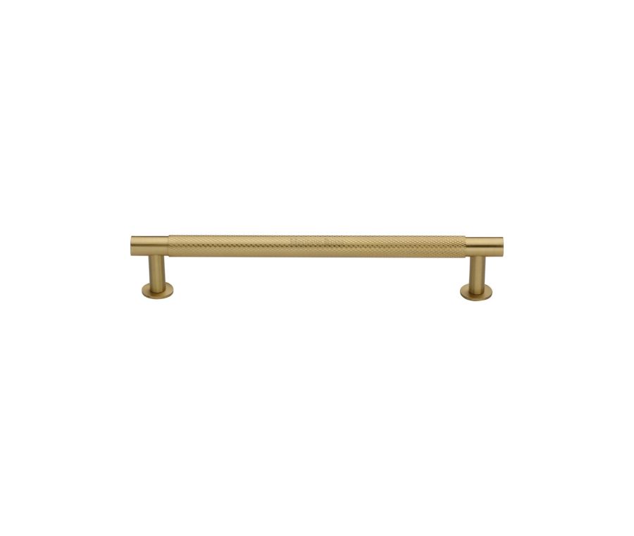 Heritage Brass Satin Brass Partial Knurled Cabinet Pull Handle with Rose 16mm