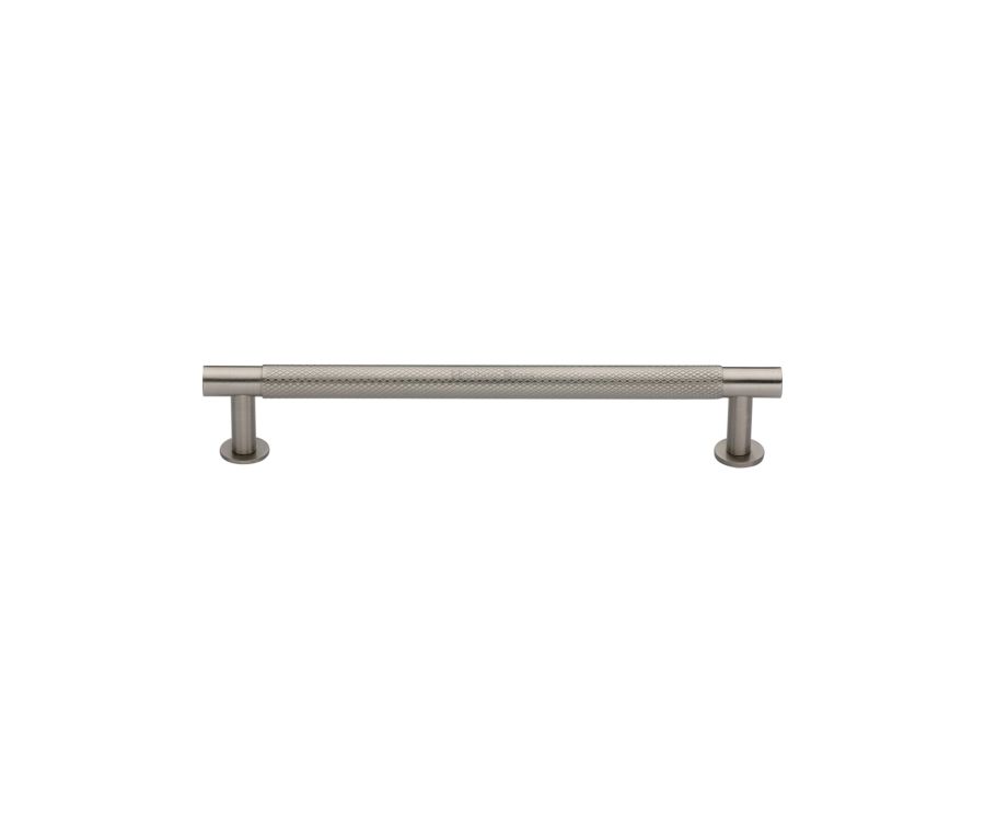 Heritage Brass Satin Nickel Partial Knurled Cabinet Pull Handle with Rose 16mm