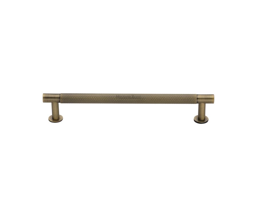 Heritage Brass Antique Brass Partial Knurled Cabinet Pull Handle with Rose 16mm