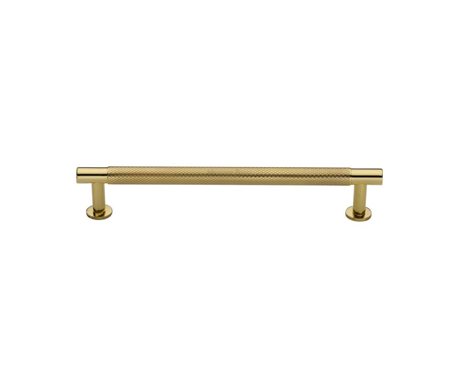 Heritage Brass Polished Brass Partial Knurled Cabinet Pull Handle with Rose 16mm