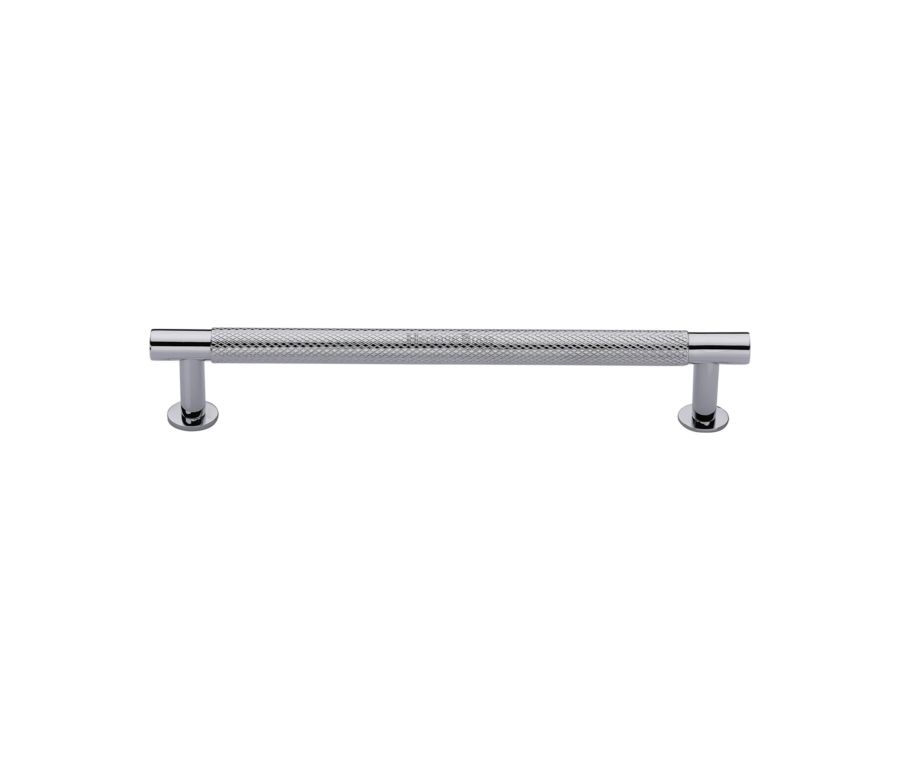 Heritage Brass Polished Chrome Partial Knurled Cabinet Pull Handle with Rose 16mm