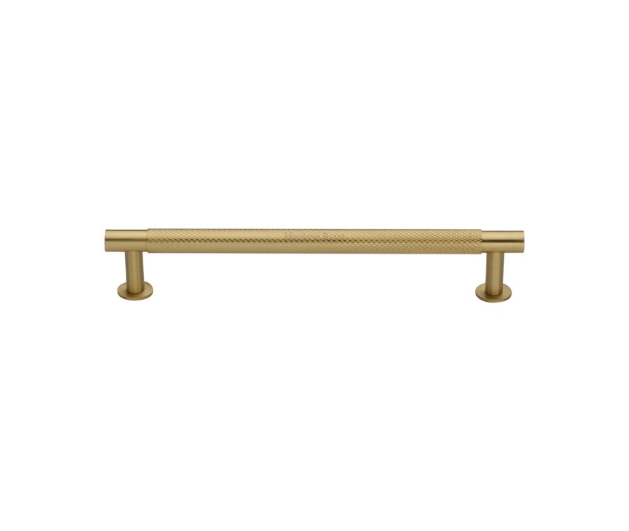 Heritage Brass Satin Brass Partial Knurled Cabinet Pull Handle with Rose 16mm