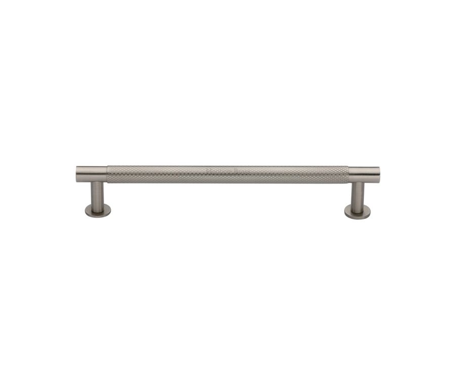 Heritage Brass Satin Nickel Partial Knurled Cabinet Pull Handle with Rose 16mm