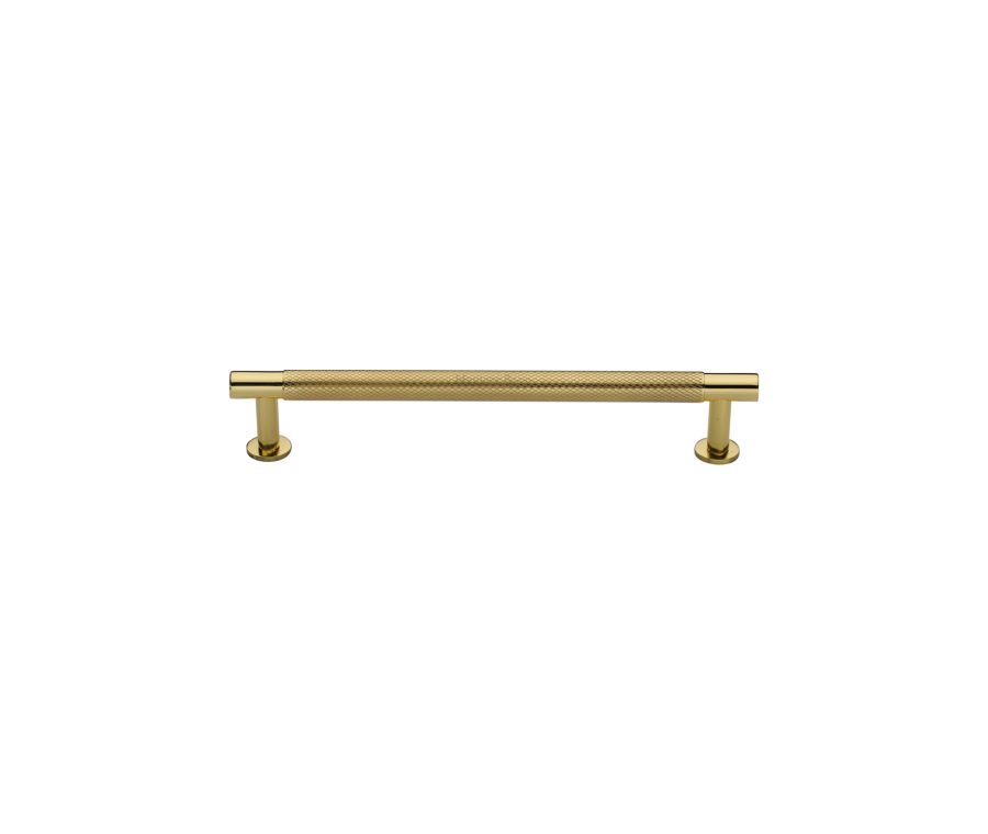 Heritage Brass Polished Brass Partial Knurled Cabinet Pull Handle with Rose 16mm