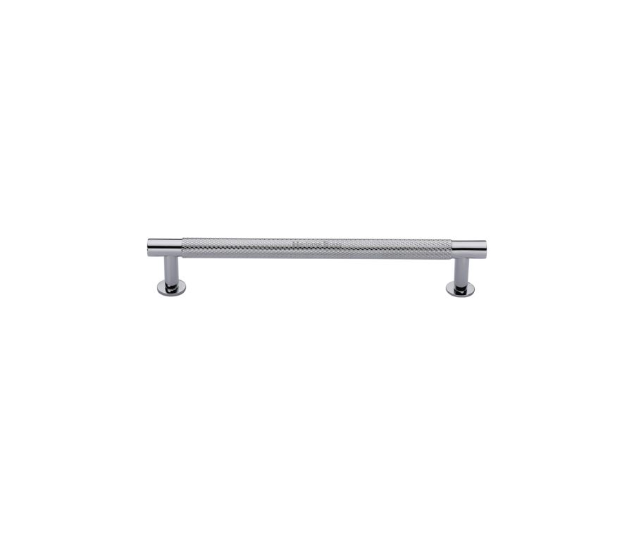 Heritage Brass Polished Chrome Partial Knurled Cabinet Pull Handle with Rose 16mm