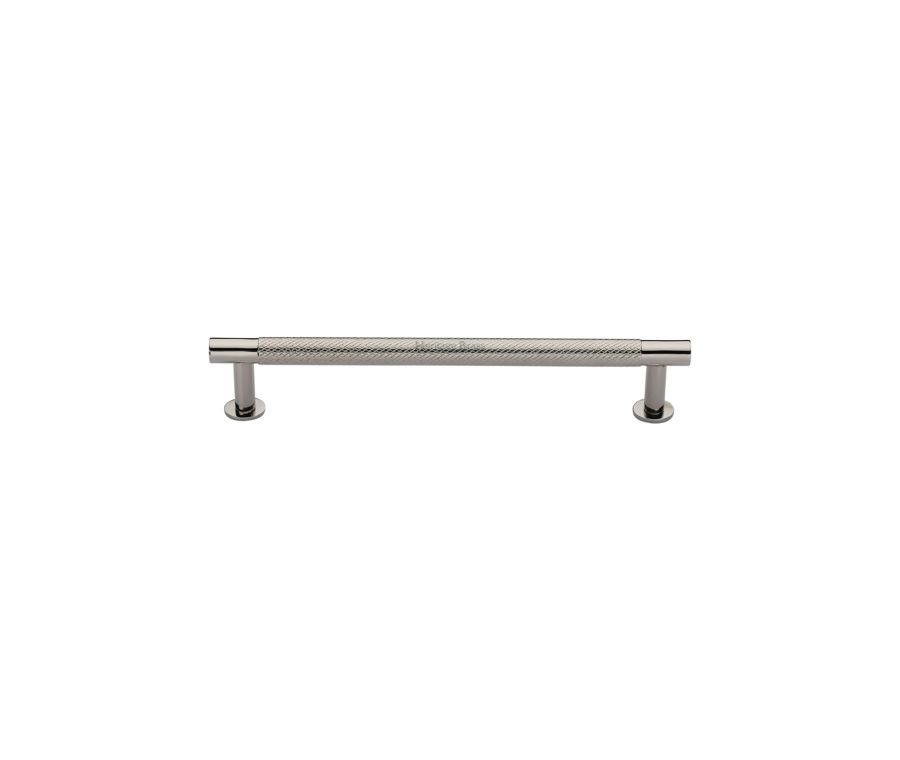 Heritage Brass Polished Nickel Finish Partial Knurled Cabinet Pull Handle with Rose 16mm