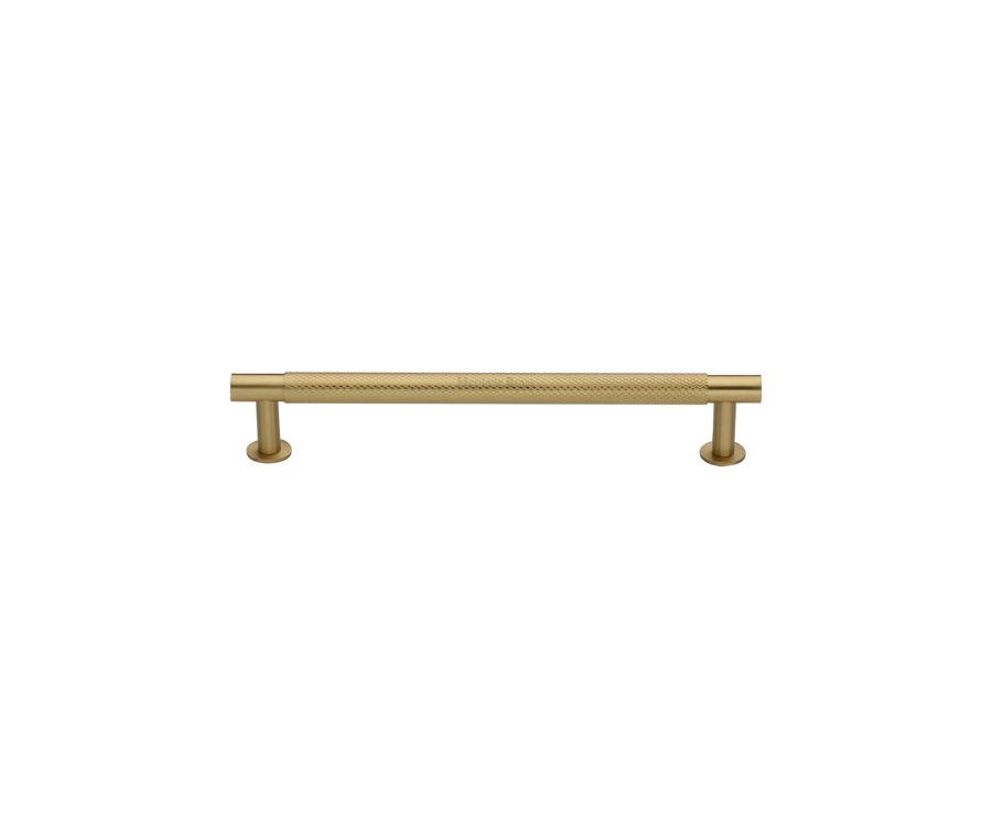 Heritage Brass Satin Brass Partial Knurled Cabinet Pull Handle with Rose 16mm
