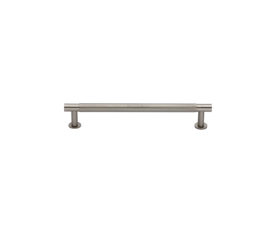 Heritage Brass Satin Nickel Partial Knurled Cabinet Pull Handle with Rose 16mm