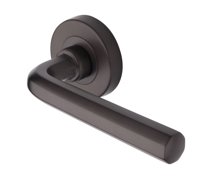 Matt Bronze Octave Door Handle on Round Rose