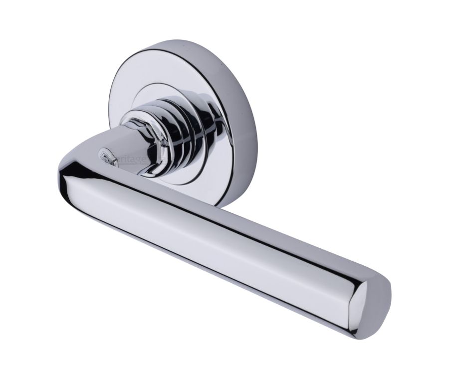 Polished Chrome Octave Door Handle on Round Rose