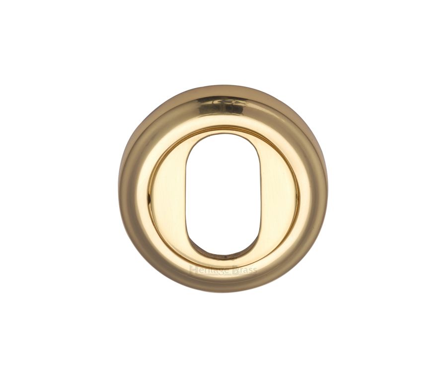 Polished Brass Oval Profile Cylinder Escutcheon Round - V5010