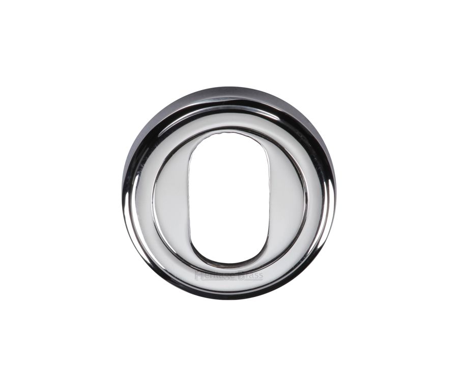 Polished Chrome Oval Profile Cylinder Escutcheon Round - V5010