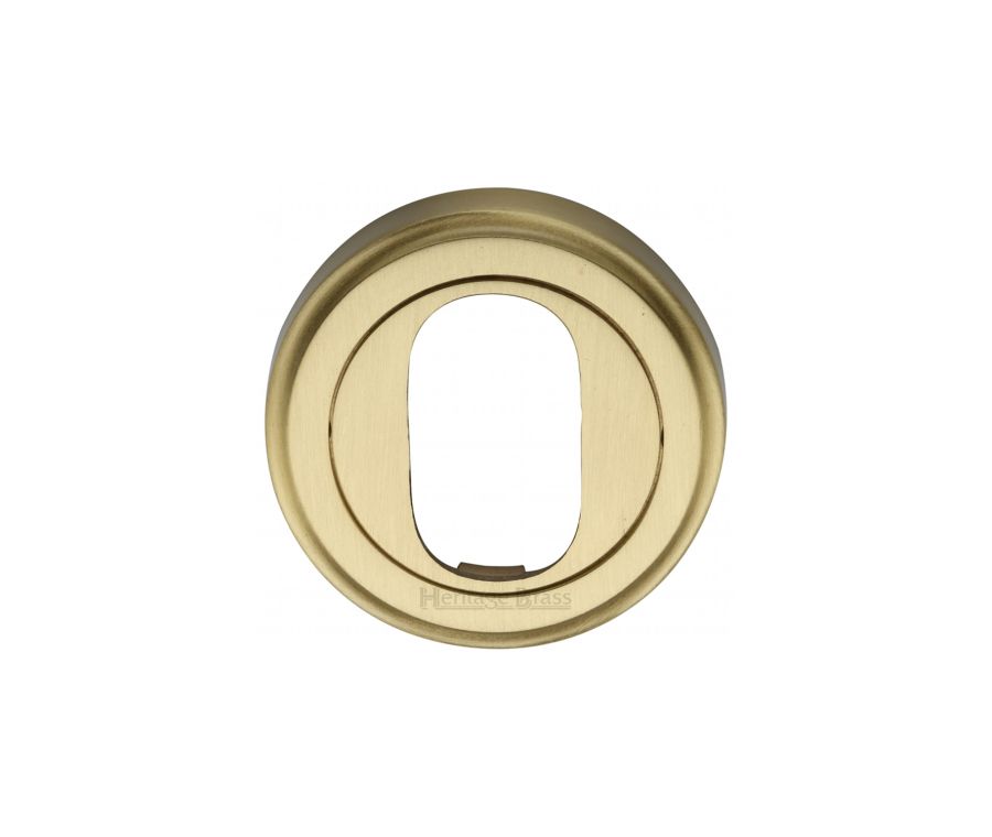 Satin Brass Oval Profile Cylinder Escutcheon Round - V5010