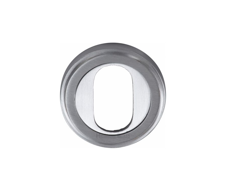 Satin Chrome Oval Profile Cylinder Escutcheon Round - V5010